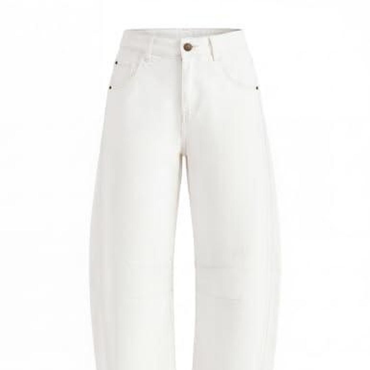 Zesica Women's White And Cream Barrel Jeans For Women Trendy Jeans